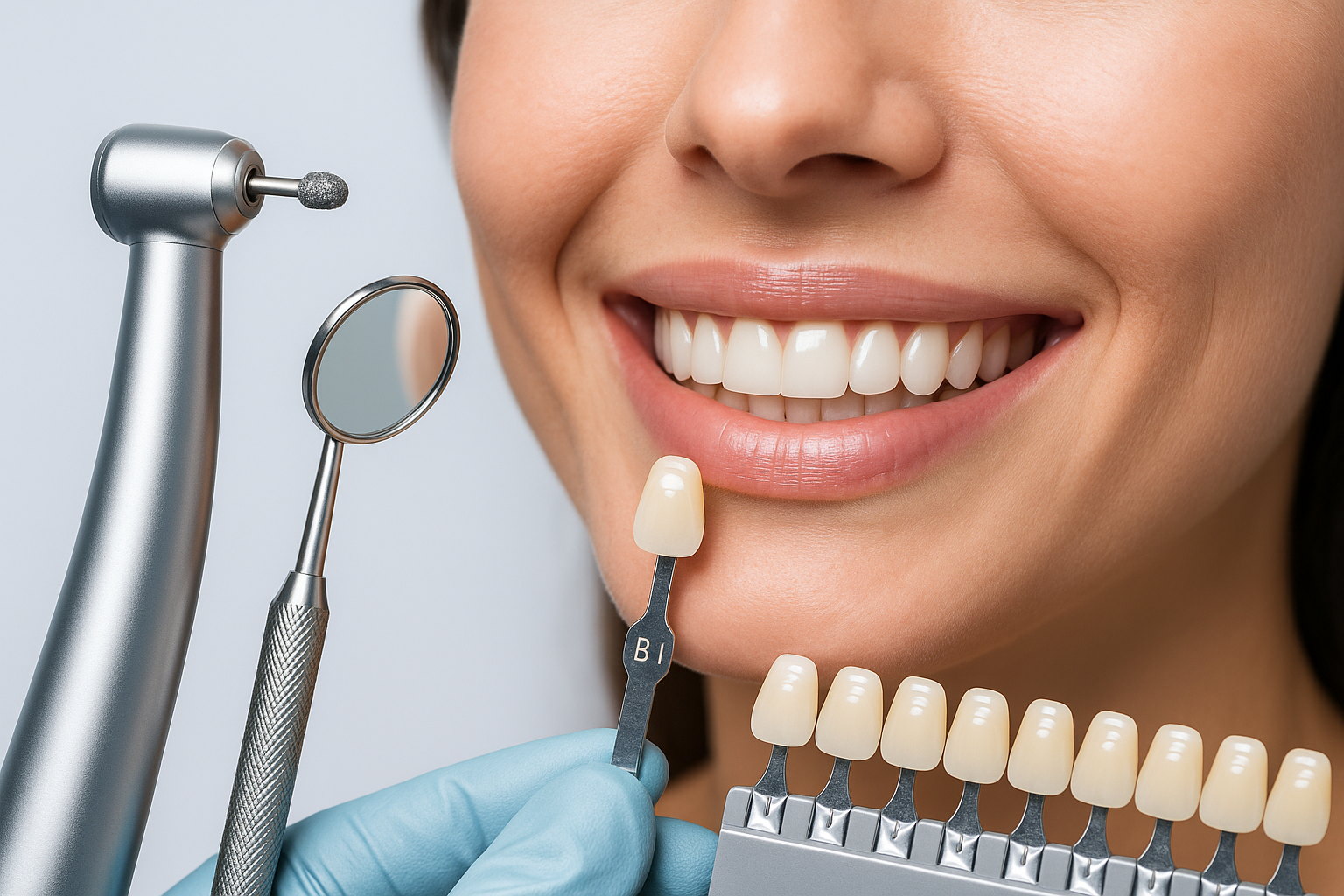 Cosmetic dentistry patient smile in modern dental office