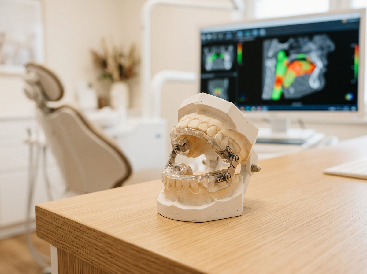 Illustration showing how oral appliance therapy opens the airway to treat sleep apnea