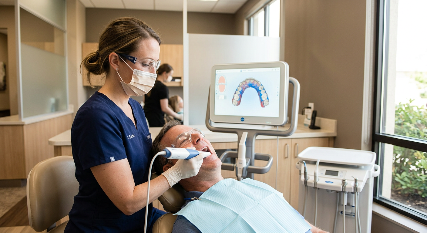 iTero 3D digital scanner capturing a precise dental impression